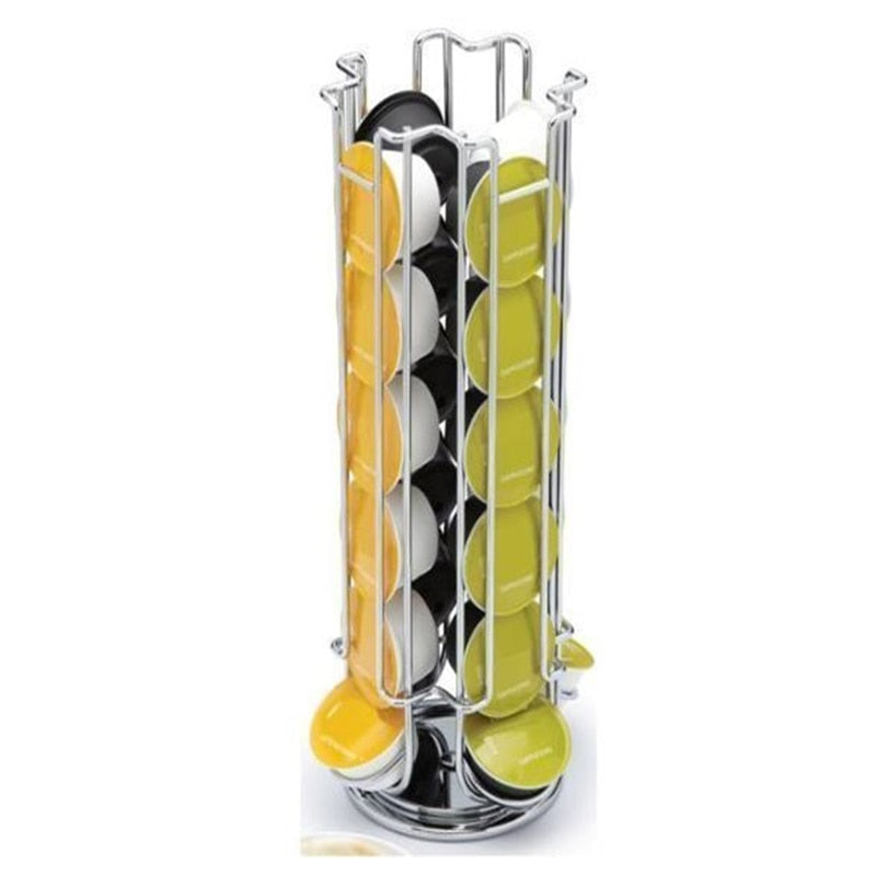 High quanlity Solutions Revolving Rotating 24 Capsule Coffee Pod Holder Tower Stand Rack For Dolce Gusto