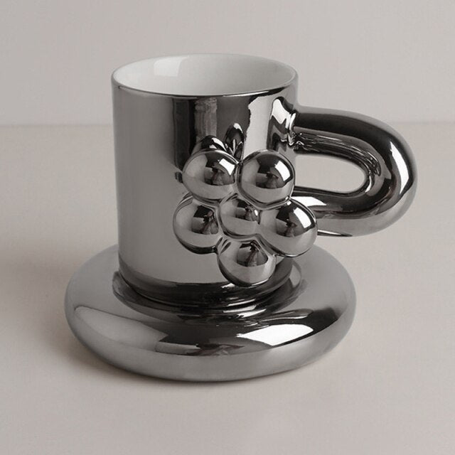 Creative Handmade Flower Coffee Cup with Plate